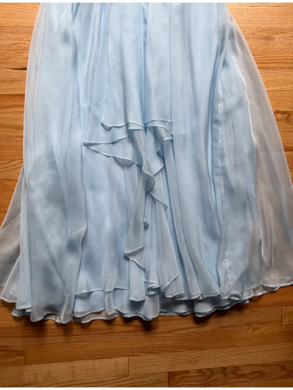 La Femme long light blue formal dress with lace embellished bodice - Picture 4 of 12